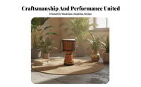 Professional Performance Grade Rope-Tuned Djembe Goatskin Drumhead Percussion Instrument Goat Skin Head Hand Drum Solid Wood Body for Performers, Music Enthusiasts, Live Performances, Studio Recording, Outdoor Gatherings, Home Decoration