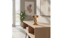 Short Taper Candle Holder Small Taper Candle Holder with Wide Base Metallized Candlestick with Pedestal Base for Wedding