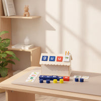 Wooden House Toy with Tiles Fine Motor Shape Sorter House Color Matching