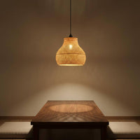 Bamboo Hanging Lamp Tranquil Influenced Woven Lampshade Retro Design Indoor Lighting for Tea Room
