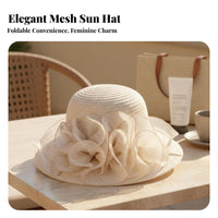 Gauze Ruffle Hat Sun Protection Gauze Sun Hat Foldable Women's Headwear for Beach, Travel, Weddings