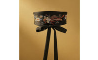 Wide Bird Embroidered Waist Belt Tie Closure Embroidered Waist Belt