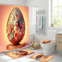 Easter Shower Curtain and Rug Set Waterproof Washroom Decor Set Festive Design for Gift Donors, Homeowners, Home Decoration, Restroom