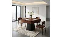 Tapered Pedestal Base Mahjong Machine Table Built-in Square Mahjong Table Wood-Grain Black Border