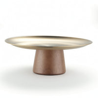 Pedestal Tray with Wooden Base Round Dessert Stand Modern for Home Decorators