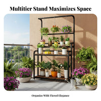 Floor-Standing Multi-Tier Plant Ladder Freestanding Display Stand Sturdy Construction Home Furnishing Space-Saving for Gardeners, Apartment Dwellers, Homeowners, Balcony, Indoor, Living Room, Bedroom