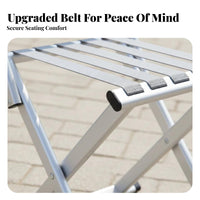 Foldable Webbed Backrest Stool Back Support Folding Chair Compact Portable Seating Sturdy Construction for Campers, Travelers, Camping, Fishing, Home Use, Picnics