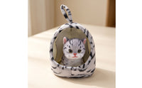 Soft Soft Cat with Bed Cute Stuffed Cat in Nest Embroidered Toy Warm for Collectors