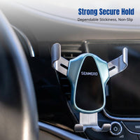Universal Car Air Vent Phone Holder, Triangle Weighted, Mirror Finish, Hook Attachment, Stable Mount