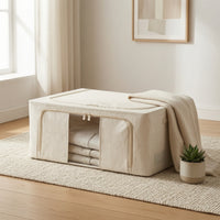 Clothes Organizer with Window Space-Saving Foldable Storage Box Textile Storage Bin Large Capacity Sturdy for Students, Closet