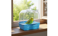 Easy to Install Enclosure Mount Bird Bath Transparent Cover Hanging Bird Bath Splash Guard Pet Accessory