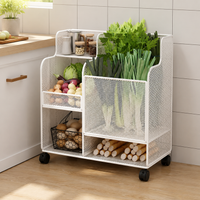 Metal Kitchen Rack with Casters, Storage Wagon, Gap Storage, Multi-Purpose Storage Cart