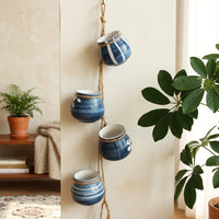 Plant Pots and Flower Pots for Hanging Plant, Japanese Hand Painted Ceramic Planter Wall Planter, Home Office Decor, Pack of 6 Handmade Gift