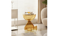 Transparent Hourglass Side Table Translucent Sculptural Side Table Glossy Furniture Hollow for Living Room, Bedroom
