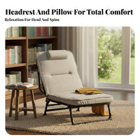 Foldable Design Adjustable Folding Lounger Multifunctional Adjustable Padded Lounger Space-Saving Lounge Recliner No Assembly Required for Office Workers, Students, Living Room, Outdoor, Bedroom, Meditation