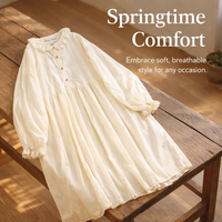 Maxi Dress for Women UK with Embroidered Doll Detail, Long Sleeve Summer Dresses in Linen Blend, Plus Size Casual