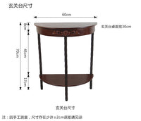 玄关桌条案玄关台桌子靠墙入户正对门条桌铁艺半圆玄关柜极窄案几