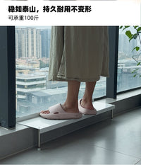 加宽窗台花架高低脚阳台台沿延伸板落地窗台面置物架落地式金属架 白色窗台板 80x25cm 腿可调11-18cm