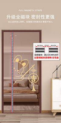 防蚊门帘磁吸夏季金刚网纱门子家用卧室厨房自粘免打孔纱窗蚊帐 宽90x高220 【升级全磁块-四周加宽】金刚网星星