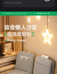 学生宿舍床上折叠靠背椅子飘窗懒人沙发榻榻米座椅单人小沙发日式 透气艾瑞麻布【米驼色】双层海绵 45x90cm