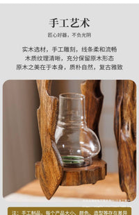 泰国原木风灯创意烛台复古东南亚玻璃罩烛台户外防风马灯禅意摆件