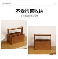 实木餐具收纳篮复古手提厨房刀具收纳盒木质家用整理碗筷收纳盒