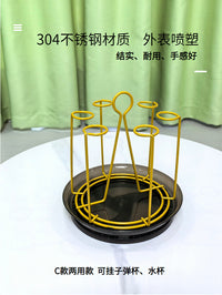 跨境现货不锈钢水杯收纳架多用途玻璃杯倒挂沥水带接水盘杯架厂家