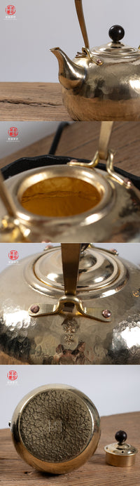 Hand-Hammered Copper Teapot with Antique Handle