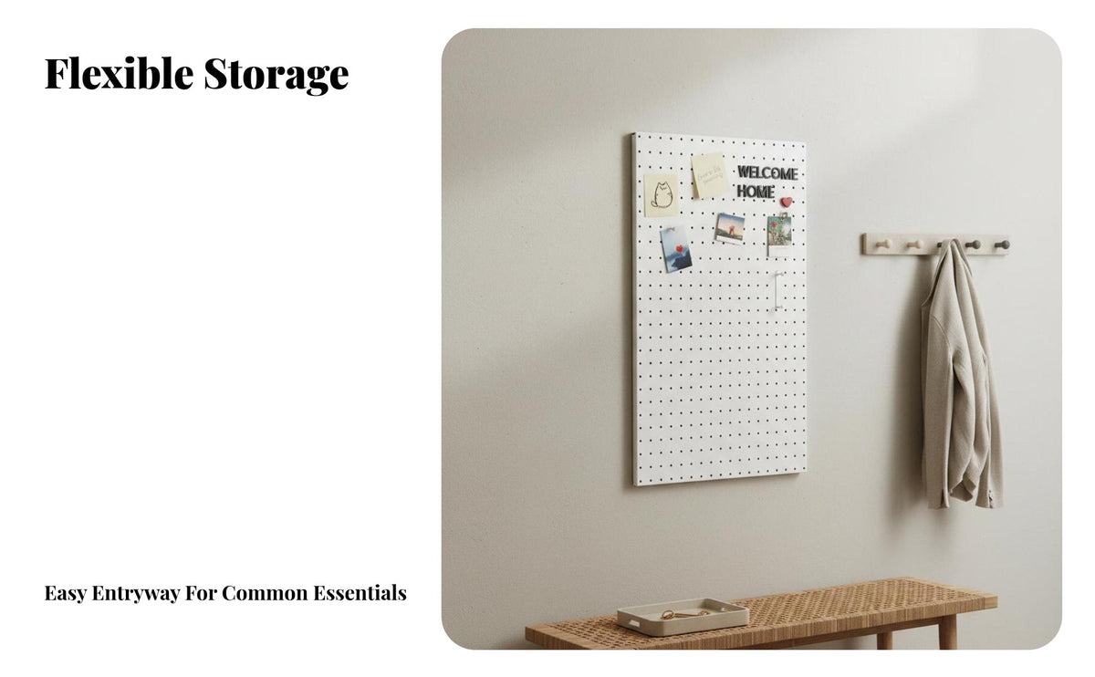 Space-Saving Pegboard Panel Customizable Layout Pegboard Organizer Kit Attractive Surface Household Storage Multi-Functional for DIY Enthusiasts, Homeowners, Entryway, Bedroom, Kitchen, Craft Room