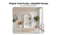 French Design Arched Top Display Cabinet Retro Design Arched Hutch Freestanding Bookcase Multi-Functional for Interior Decorators, Apartment Dwellers, Living Room, Home Office, Bedroom, Entryway