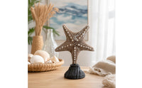 Coastal Resin Ornament with Pedestal Vintage Tabletop Ornament Distressed Pedestal Stand Freestanding for Shelf, Entryway, Bathroom