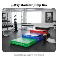 4 Pieces 4-Level Foam Fitness Box Shock Absorbing Soft Plyo Box Set Stackable Bound Boxes Adjustable Height for Children