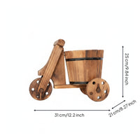 Wooden Tricycle Planter Vintage-Style Tricycle Planter with Bucket Retro Foliage Carrier for Decorators