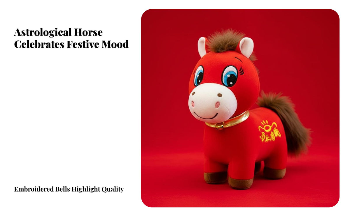 Year of the Equine Stuffed Festive Gift Chinese Astrological Horse Toy Huggable and Cuddly Chinese New Year Cuddly Toy for Kids, Sp Herald Festival