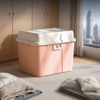 Stackable Plastic Storage Box with Lock & Casters Organizer