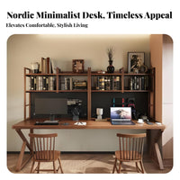 2-Person Workstation Builtperforated board two-person Person Desk with Hutch Spacious Work Surface Study Table for partners, Colleagues, Coworking Space, Bedroom