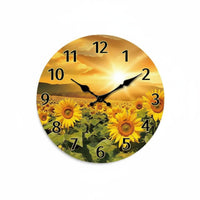 Floral Wall Clock Farmhouse Design Clock Easy to Hang for Living Room, Bedroom, Kitchen