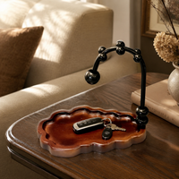 Vintage Key Rack, Freestanding Key Rack with Shelf, for Hallway & Entrance Area, Dark Material