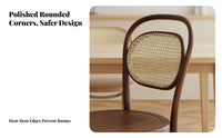 Retro Design Bentwood Cane Chair Solid Wood Construction Wooden Chair with Woven Features Breathable Dining Furniture Ergonomic Curved Back for Cafe Owners, Interior Designers, Homeowners, Restaurant, Kitchen, Living Room, Home Office