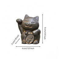 Cat Desktop Ornament Artisanal Appearance Rust Finish Cat figurine Ornament Raised Paw for Desk