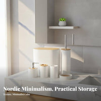 6 Pieces Drainable Soap Dish 6-Piece Washroom Collection Long-Lasting Toiletry Holder Collection Ribbed Design Bathroom Accessory Set Minimalist Aesthetic for Renters, Decorators, Restroom, Hotel, Spa, Housewarming Party