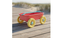 Safe Wheat Straw Beach Wagon Long-Lasting Sand Pull Cart Portable Rolling Toy Cart Spacious for Toddlers