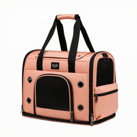 Shoulder Straps Zippered Pet Travel Bag Side Pocket Soft-Sided Pet Carrier Rectangular