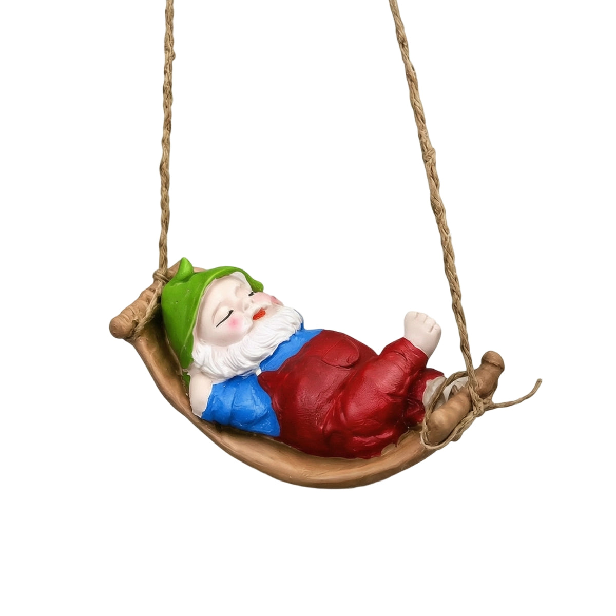 Gnome on Swing Compact Gnome Figurine on Swing Garden Dwarf Figurine Charming Cute for Gardeners, Patio, Porch