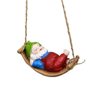 Gnome on Swing Compact Gnome Figurine on Swing Garden Dwarf Figurine Charming Cute for Gardeners, Patio, Porch