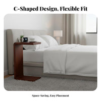 Space-Saving C-Shaped End Table Minimalist Design C-Shaped Slide-Under Stand Multi-Functional Home Furnishing Versatile for Small Apartment Dwellers, Homeowners, Students, Living Room, Bedroom