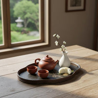 Chinese Style Tea Serving Tray warps Resistant Storage Tray Vintage Design Tableware Serving Platter for Living Room