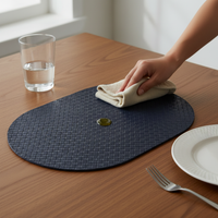 Nordic Style Dual-Color Leather Placemat, Waterproof and Oil-Proof Dining Table Mat