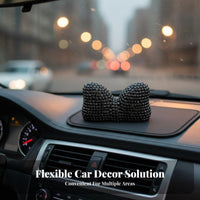 Rhinest Single Bow Car Decoration DIY Friendly Glitter Ear Ornament Crystal Bow Dashboard Charm for Women, Girls, Center Console