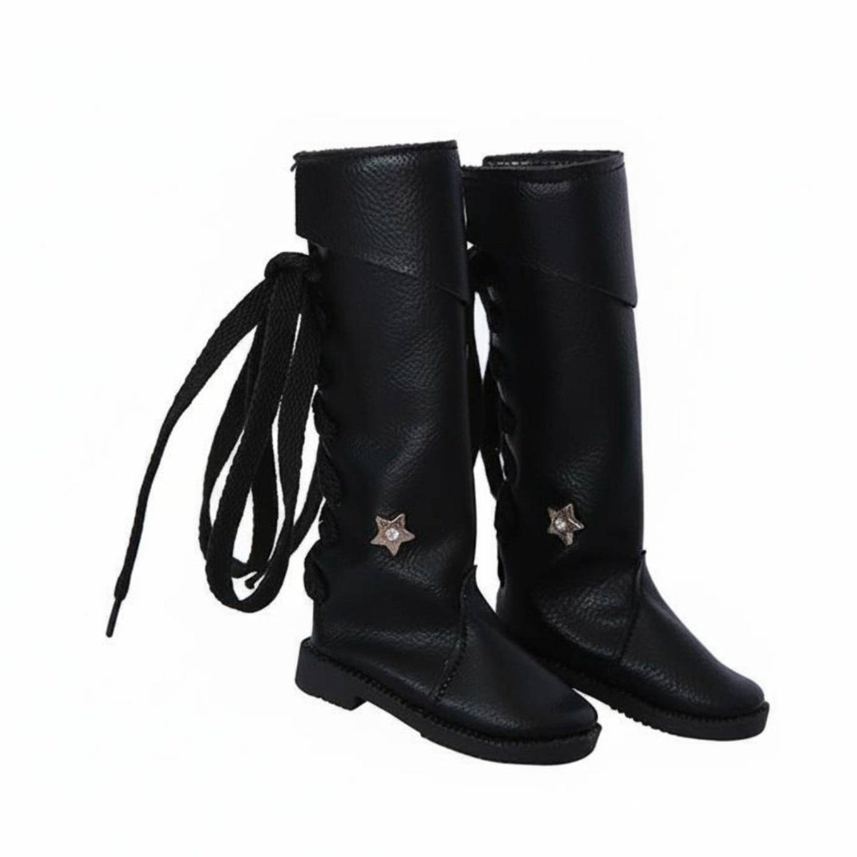 Black Lace-up Doll Boots Handmade 1/3 BJD Doll Boots PU Material